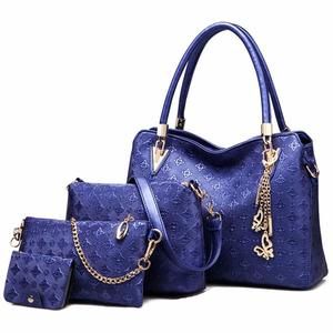 Elegant Pu Bag Bag Bag Satchel Strap Satchel Tassel Print Pcs Combo Top Handle